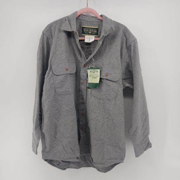 Field and Stream Gray Flannel Cotton Button Front Shirt Jacket Size Medium - Picture 1 of 5